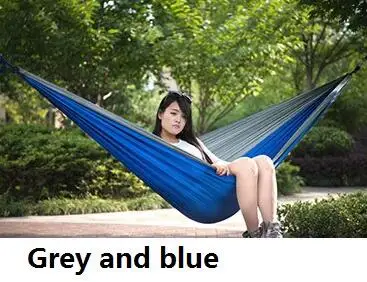 Blue Двойной гамак-парашют для кемпинга с ремни для дерева Регулируемый дизайн пряжки-легкий для пешего туризма альпинизма пляжа - Color: Blue