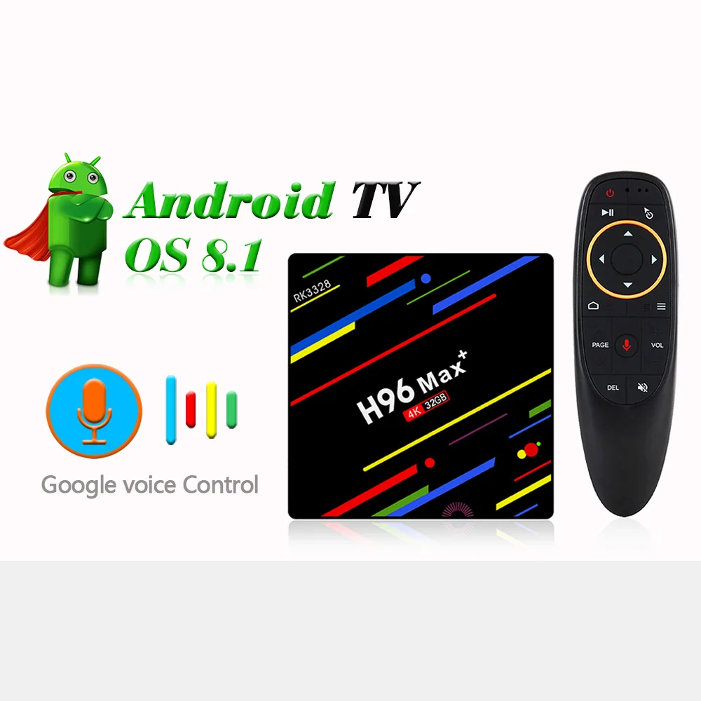 H96 MAX + Google Голосовое управление Smart TV BOX Android 8 1 Rockchip RK3328 4 ГБ 32 потоковая передача Play
