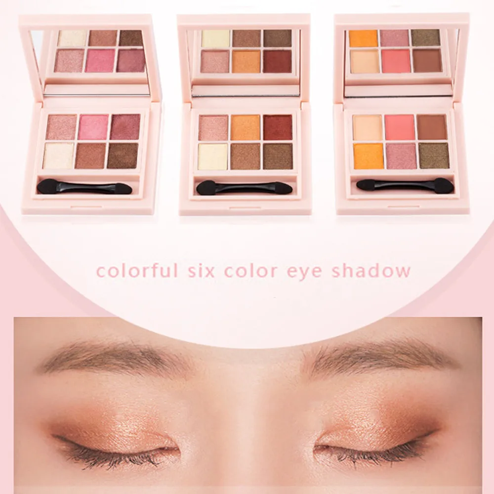 

New 6 Colors Pro Eyeshadow Shimmer Mate fashion Palette Cosmetic Brush Mirror grace Makeup Set 2018