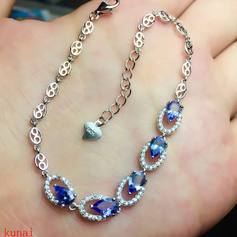 Kjjeaxcmy Fine Jewelry 925 Серебряный инкрустированные с природной водой капли tansan женская рука цепи может быть настроен