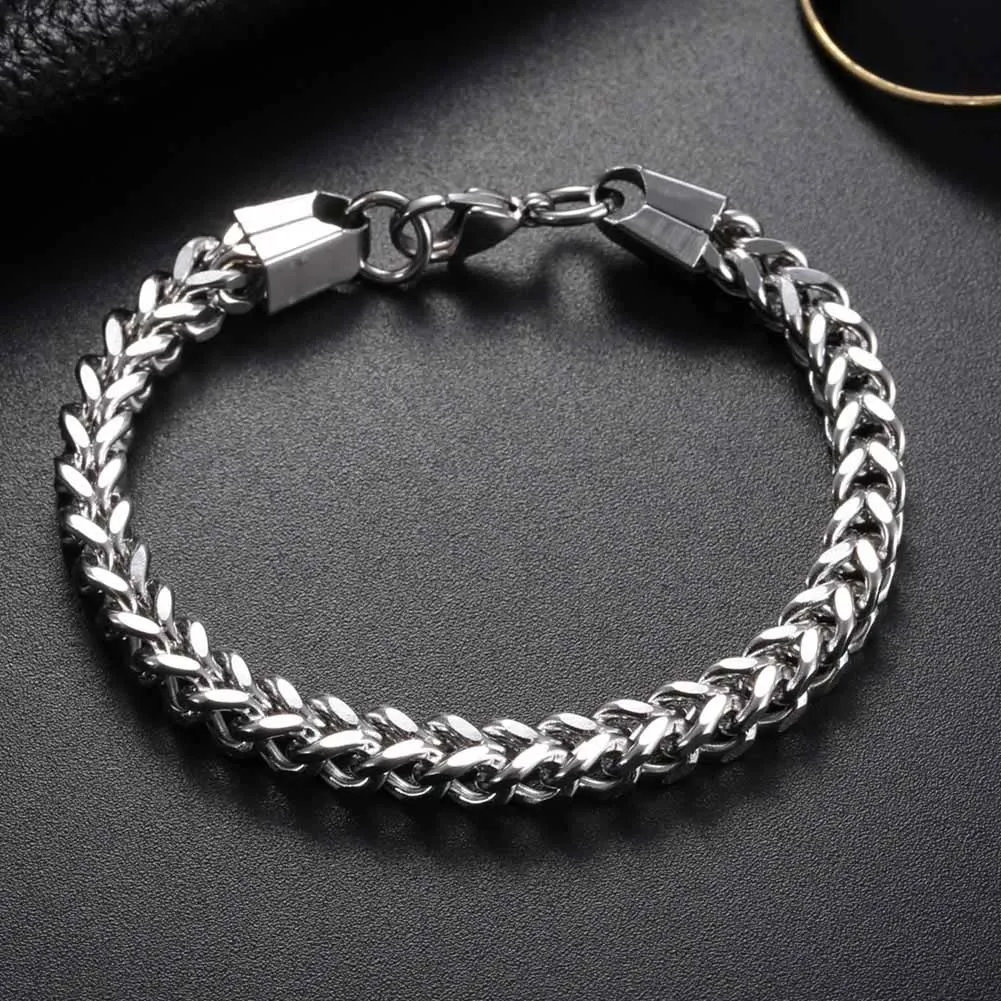 

2018 Mens Bracelets & Bangles 3/4/5/6mm 20cm Length Stainless Steel Wrist Band Hand Chain Jewelry Gift Pulseira