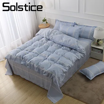 

Solstice Home Textile Light Blue Solid Nordic Brief Duvet Cover Bed Sheet Pillowcase Teen Adult Bedding Linen Set King Full Twin