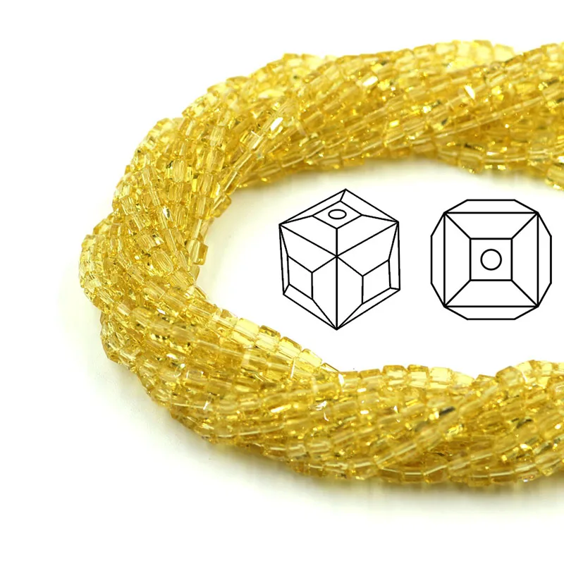 Zhubi Шарм Cube 2/3мм модная дизайн с украшением в виде кристаллов Стекло Квадратные бусины прокладки для "сделай сам" для изготовления браслет Для женщин украшение и подарок - Цвет: golden champagne