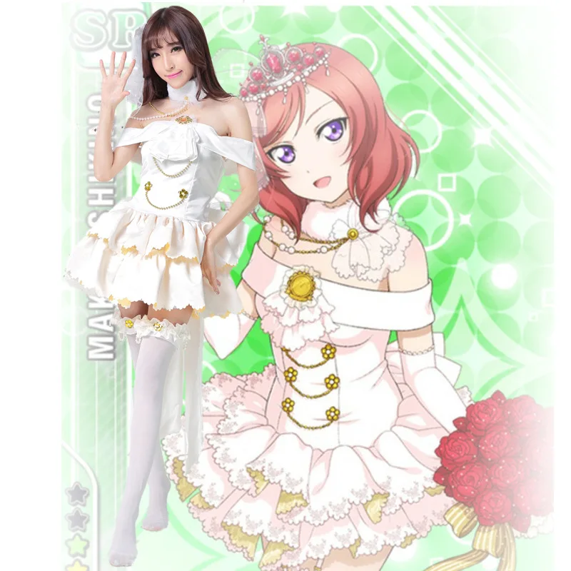 Женский костюм для косплея Love Live Maki Nishikino белое платье в стиле лолита милый
