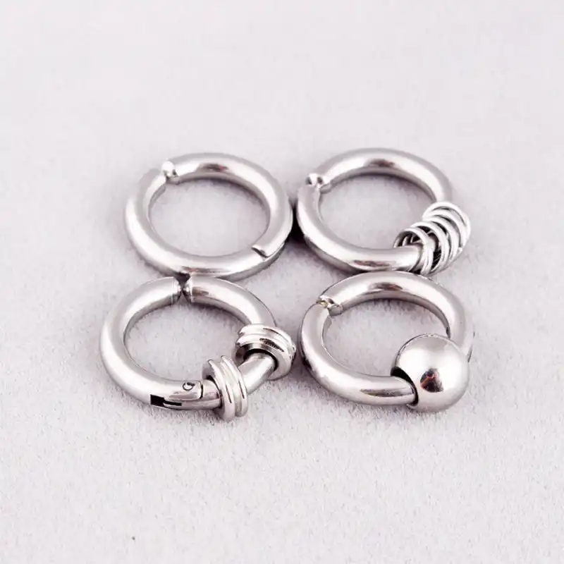 1pc Punk Anium Steel No Ear Hole Magnet Hoop Earring For Men Ear Hole Magnet Hoop Earring