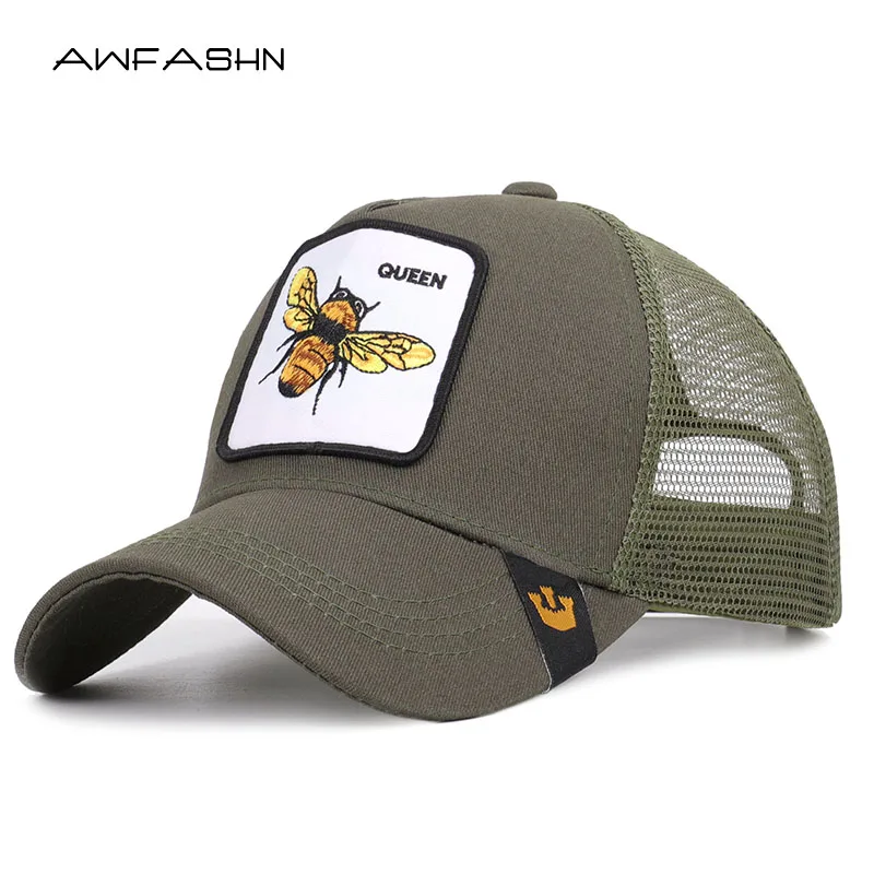 

New High Quality Spring Summer Mesh Baseball Cap Women Men Fashion Animal Embroidery Casual Hat Adjustable Sport Snapback Bone