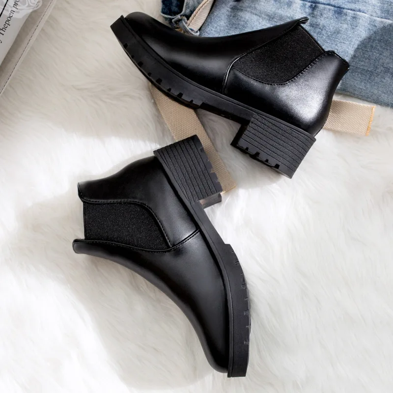 Women's Ankle Boots Lady Fashion Chunky Martin Boots Non slip Heel Work