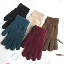 Зимние вязаные перчатки в рубчик для женщин и мужчин, унисекс, универсальные Утепленные перчатки с плюшевой подкладкой, волшебные теплые перчатки для запястья
