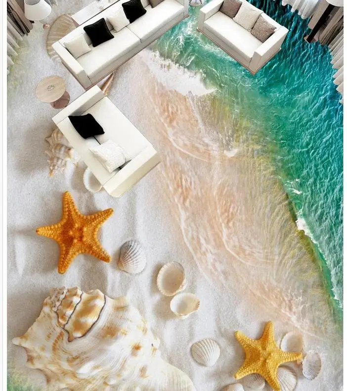 3d картины с морским полом бирюзовые настенные фрески водонепроницаемые