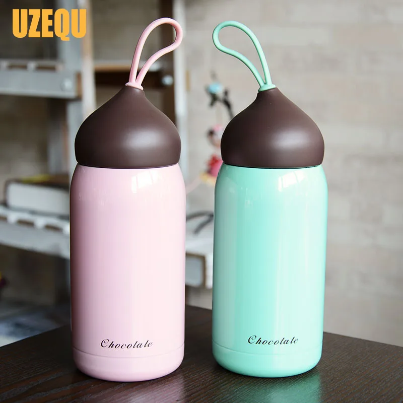 UzeQu Mini 200ml 300ml Chocolate Thermoses Cup Kids Insulated Bottles Tasse Vaccum Milk Coffee Mug Stainless