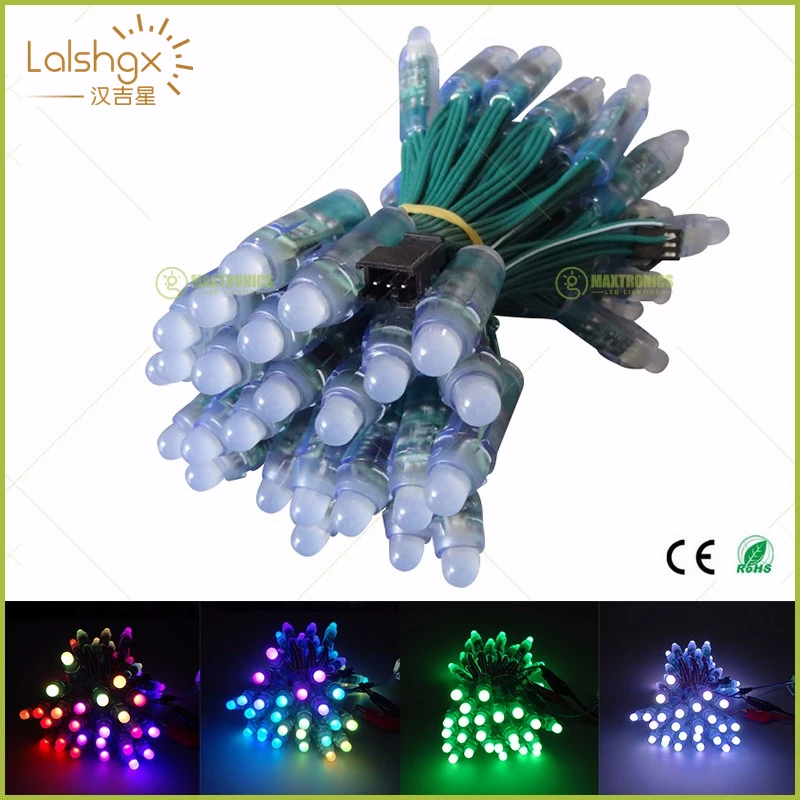 

100pcs DC5V/ DC12V Green wire WS2811IC 12mm RGB Module LED Pixel Light Digital Full addressable RGB LED pixel waterproof IP68