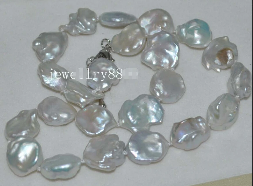 

Wholesale FREE SHIPPING >>> Natural Rare gray white 15*18mm Reborn Keshi Cultured Pearl Necklace J6508