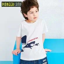 Pioneer kids/Новая летняя футболка с короткими рукавами для мальчиков, детская одежда модные футболки с принтом акулы качественные детские рубашки для мальчиков