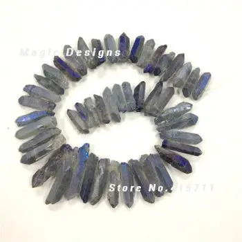 

C150631062 Rainbow Grayish Blue Mystic Titanium AB Quartz Crystal Point Bead Tusk Shape Rock Crystal Beads