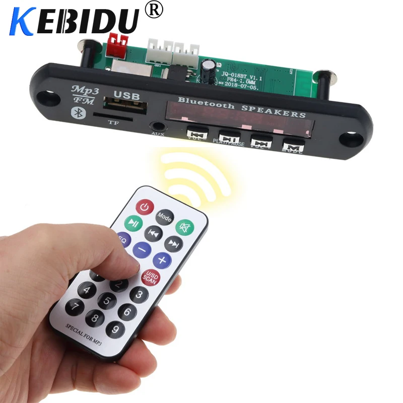 

Kebidu Car USB Bluetooth MP3 Player USB/TF/FM/AUX Decoder Board Module 87.5 to 107.5 MHZ with Remote Control for Car