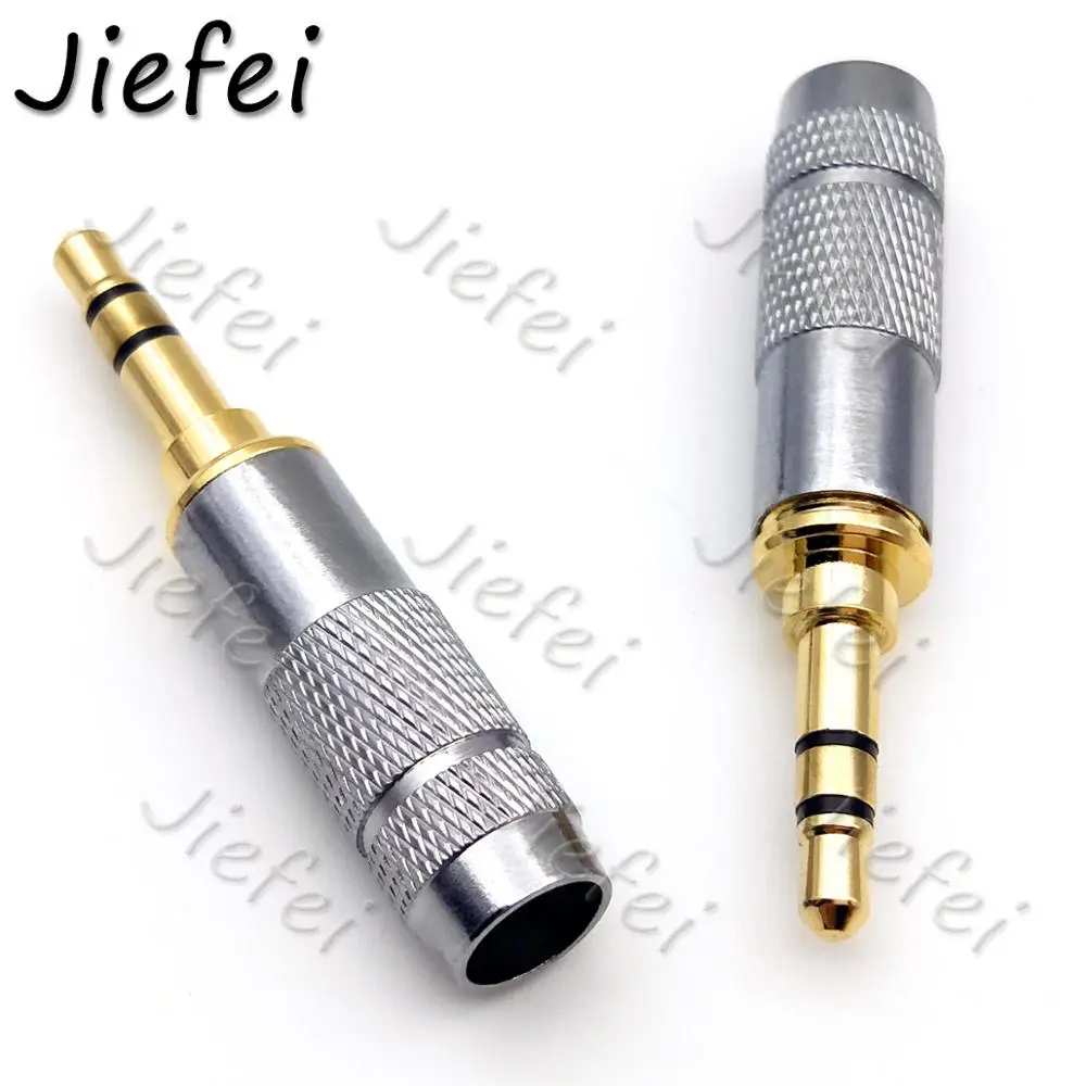 50pcs Brass Gold Plated Straight 3 Pole 3 5mm Stereo TRRS repair Headphone Male Plug Jack metal Audio with Clip Connector