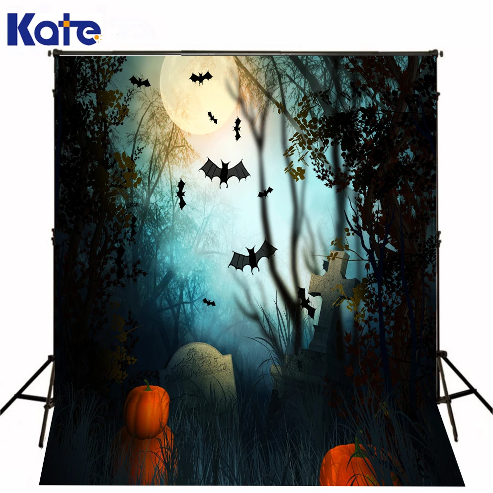 Backdrops Field Halloweeen Photography Background Pumpkin Bat Kate Backdrop | Электроника
