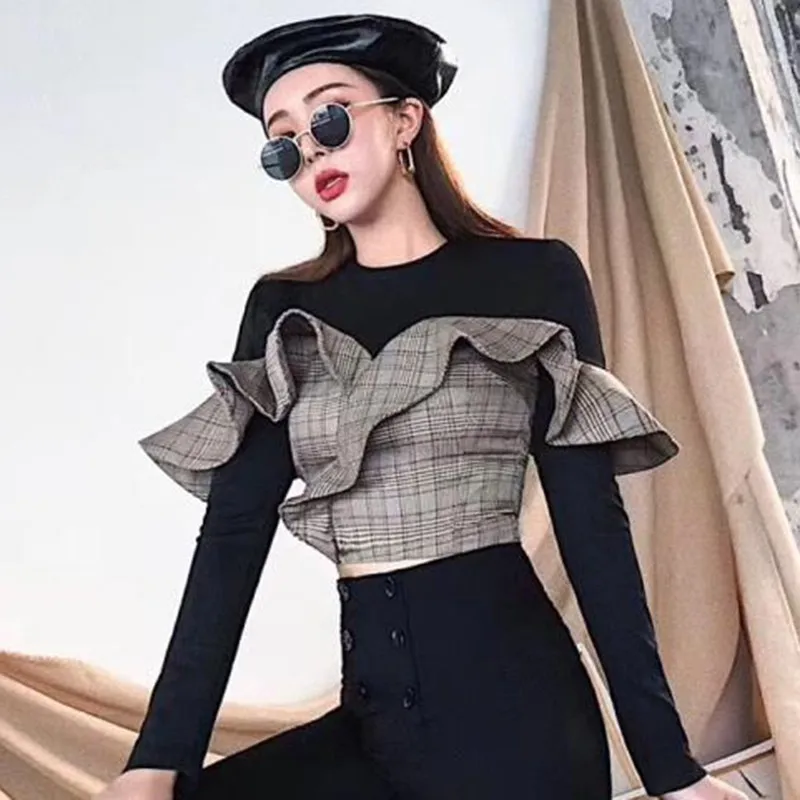 TWOTWINSTYLE поддельные женские футболки из двух частей с длинными рукавами в стиле