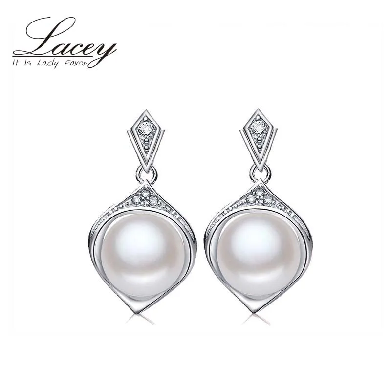 

LACEY Wedding Pearl Earrings,Trendy White Natural Pearl Earrings 925 sterling Silver Fine Jewelry Party gift Brincos perolas