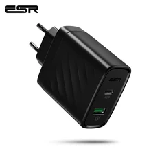 ESR USB C PD зарядное устройство 36 Вт двухпортовый Портативный Компактный настенный быстрое зарядное устройство для iPhone X XS XR XS Max iPad Pro EU US