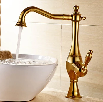 

Free shipping brush nickel finish single handle rotating Bathroom basin faucet sink mixer kitchen faucet cold and hot water taps