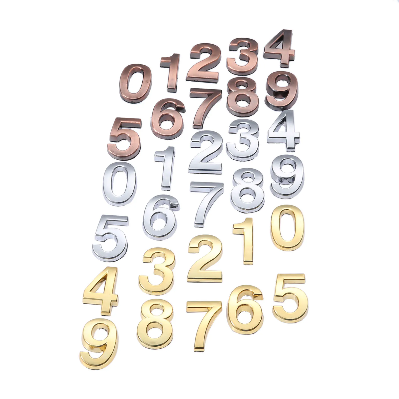 

Plastic Number Door Address 3D Digits Numeral Plate Plaque Sign Sticker With Self-adhesive For Gate Room 35mm Bronze/Gold/Silver