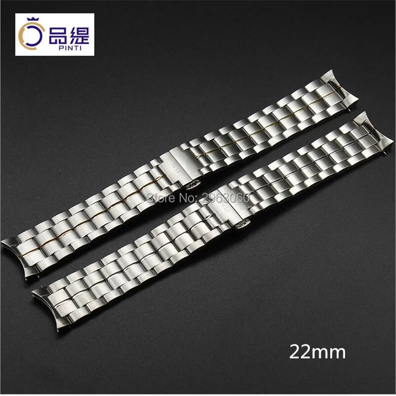 

New High quality Curved End 316L Stainless Steel Watchband Silver Solid Band for T-CLASSIC LUXURY AUTOMATIC T065 Watch 22mm Men