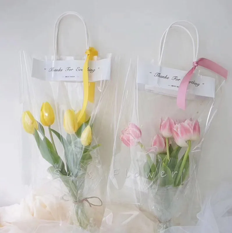 10 шт цветочное украшение большая сумка-тоут Цветочная сумка для букета прозрачная подарочная сумка Упаковка Цветочный декор Цветочная подарочная упаковка сумка