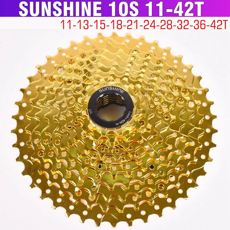 10 S Freewheel 11-42T 50T 10 скоростей широкое соотношение MTB горный велосипед Кассета звездочки для запчастей m590 m6000 m610 m675 m780 - Цвет: SUN 10S 42T gold