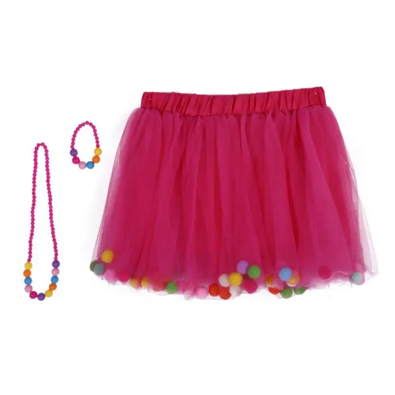 Новые гимнастические костюмы, качественная бальная юбка для девочек, детские цветные танцевальные юбки, юбка-американка, гимнастика, танцы, сетчатая детская одежда в горошек - Цвет: rose red