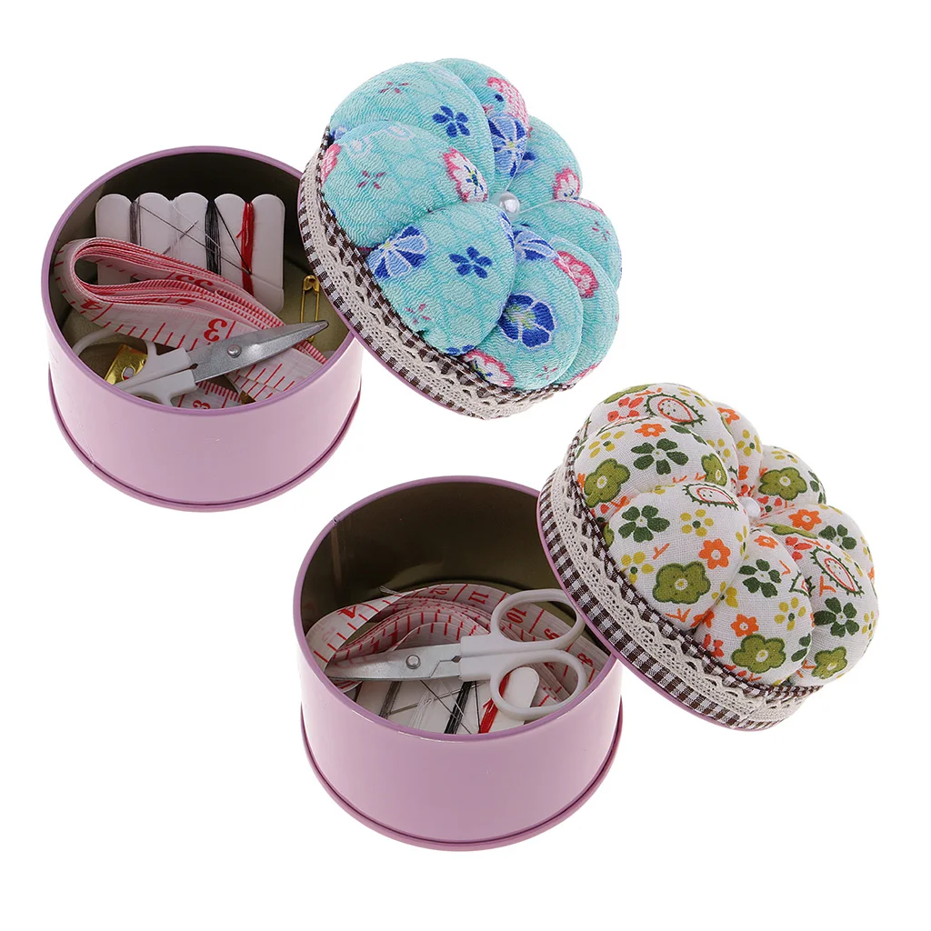 Lovely Pumpkin Shape Sewing Pin Cushion Pincushions Handmade with Sewing Kit for Beginners