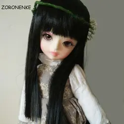 Zoronenke Бесплатная доставка Новые 1/3 1/4 1/6 BJD SD кукла парик прекрасный черный Цвета высокое Температура Провода для Аксессуары для кукол