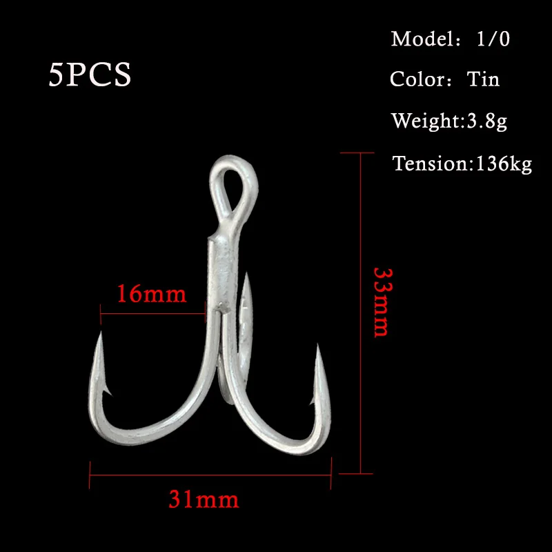 Hexakill 10/5 шт Матовый олова с высоким содержанием углерода Сталь высокая прочность ВЧ острые Крючки 4X раз приманка три вилки Три коготь рыболовный крючок - Цвет: 1-0