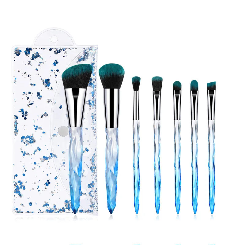 

7pcs Crystal Diamond Makeup Brushes Set Foundation Powder Blush Eye Shadow Lip Brushes Face Beauty Makeup Tools Kit with Case
