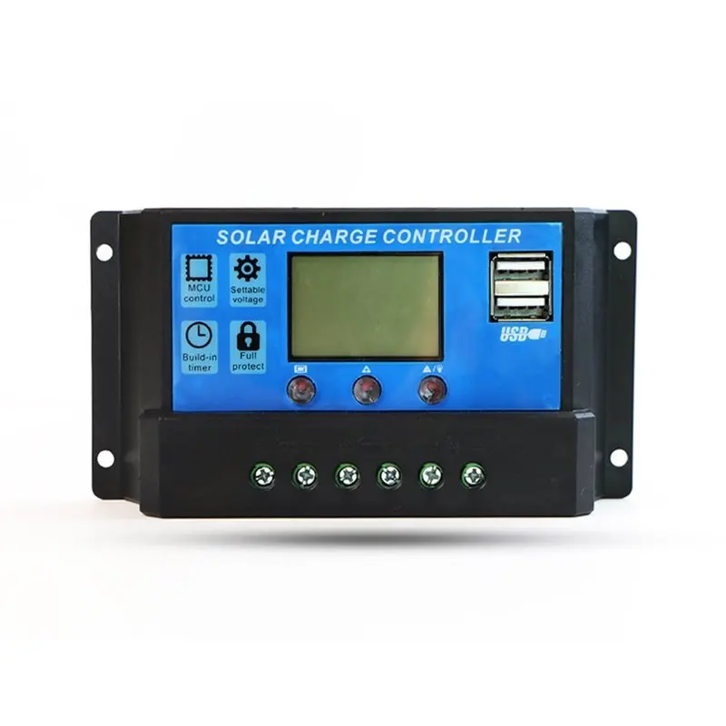 

PWM 60A 50A 40A 30A 20A 10A Solar Charge and Discharge Controller 12V 24V Auto LCD Solar Regulator with Dual USB 5V NEW