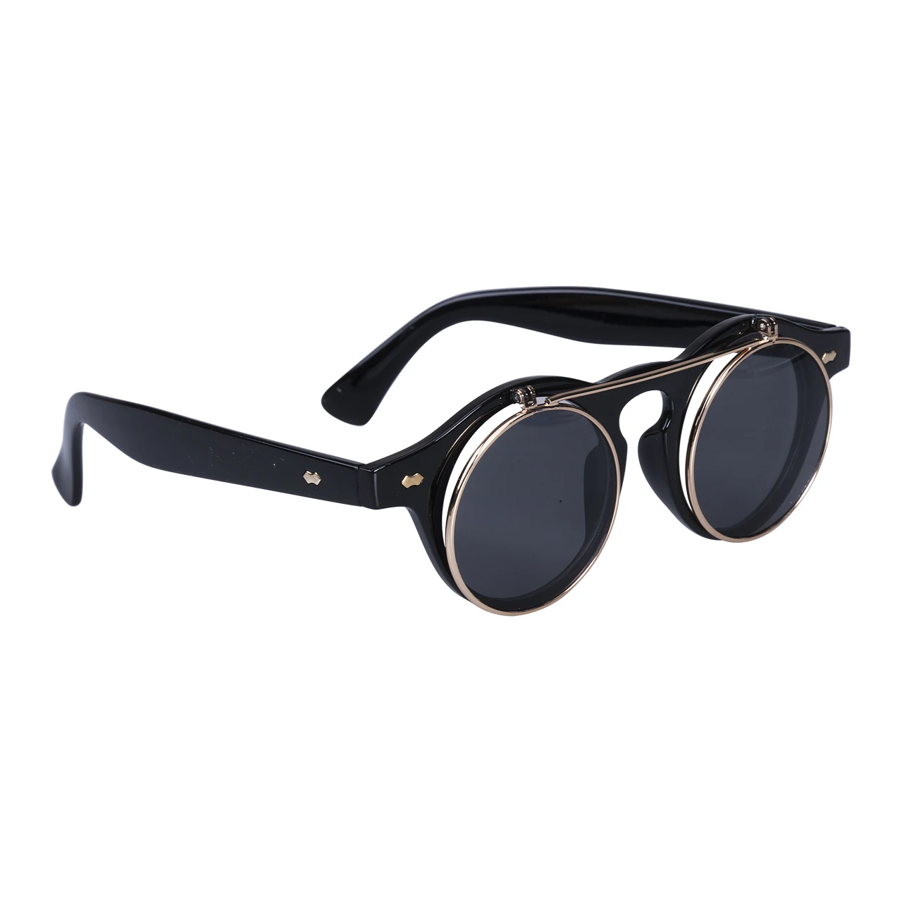 Горячая стимпанк готические очки Ретро Флип Круглые Солнцезащитные очки винтажные черные