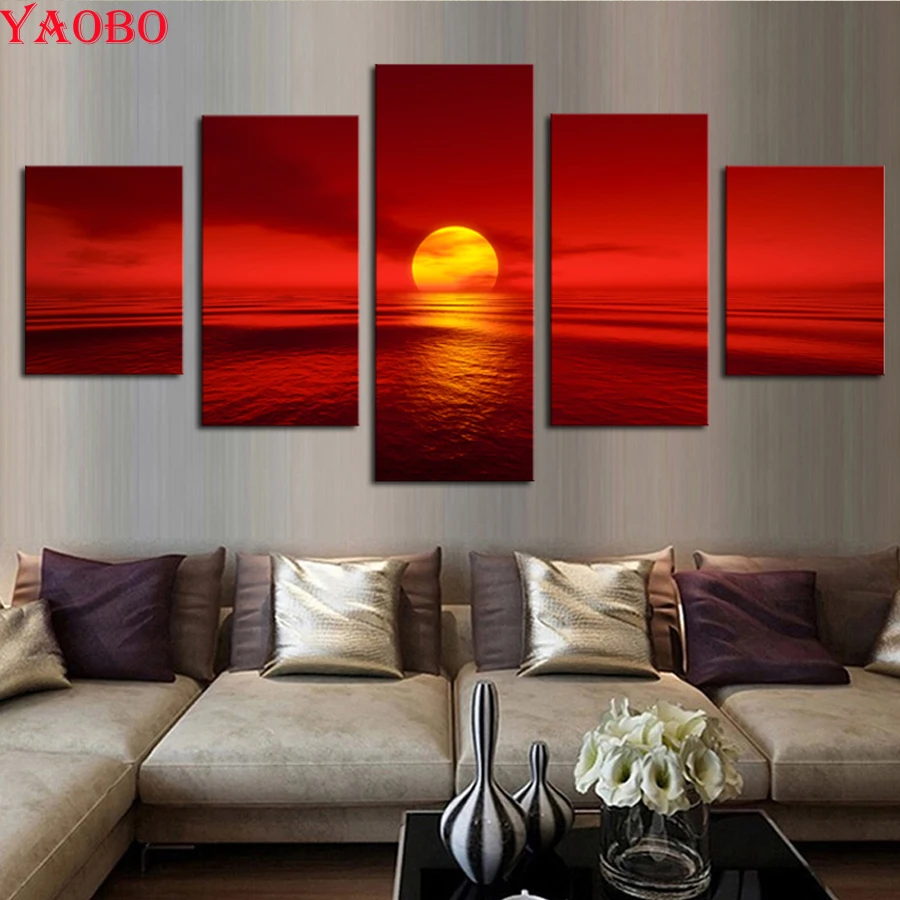 DIY 5D Вышивка крестом Алмазная мозаика мульти-картина комбинация 3D вышивка закат