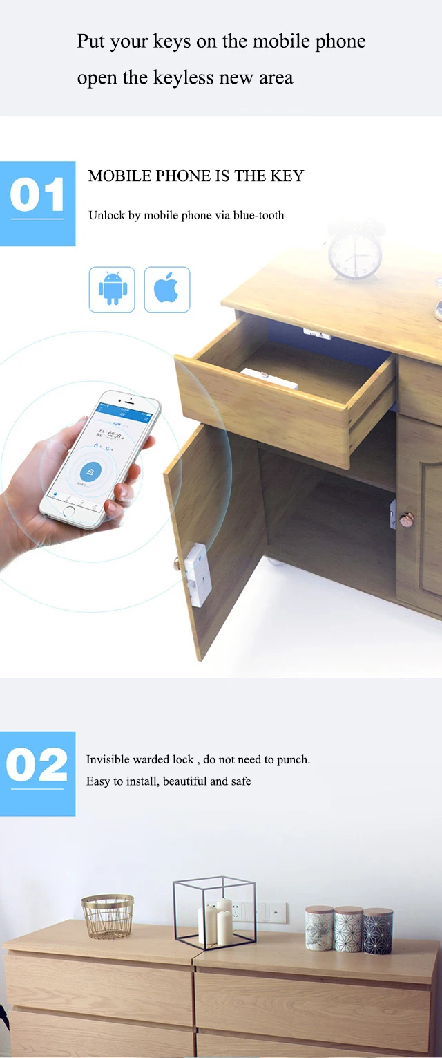 Беспроводной Bluetooth БЕСКЛЮЧЕВОЙ умный файловый замок для шкафа Невидимый Электрический замок IOS Android приложение управление для безопасности ящика шкафа