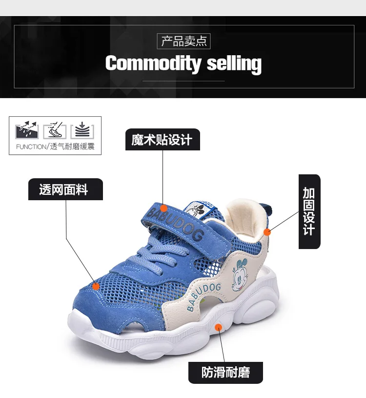 ZYJ Kids Summer Sport Shoes Boys Girls Closed Toe Sandals Cartoon Anti Slip Leather Hook & Loop Mesh Baby Beach Sandal Shoes (4)