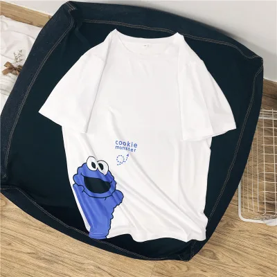 

Cookie Monster Muppet Sesame Street Men Women Vest Top Unisex T Shirt Summer Short Sleeve lovers tshirt
