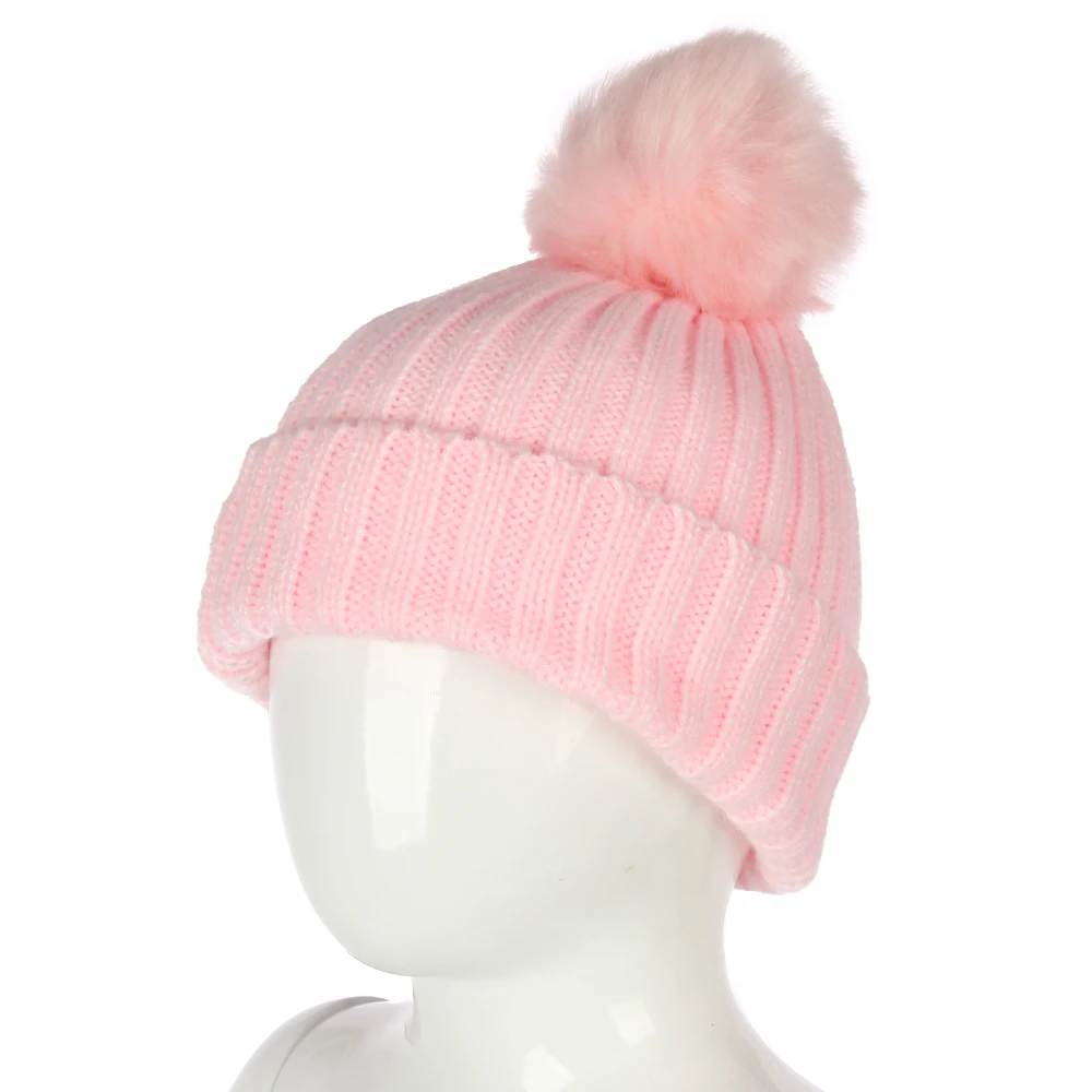 FOXMOTHER/ новые модные зимние трикотажные шапки без полей шапки с меховым помпоном для детей, мальчиков и девочек
