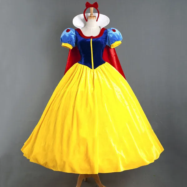 

Deluxe Snow White Costume Fairytale Princess Cosplay Long Dress Gown For Adult Women
