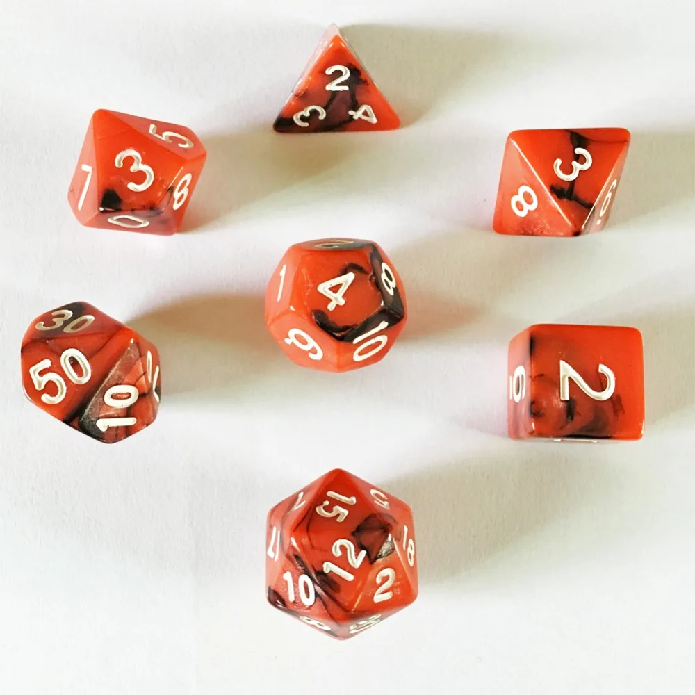 New Acrylic Digital DND Dice Dungeons & Dragons 7pcs/set Creative RPG Game Dice D&D Red Black