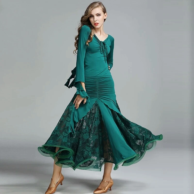 Green ballroom dress for women ballroom competition dresses top