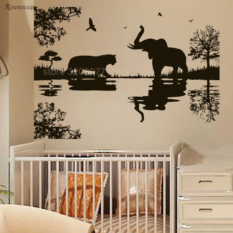 Us 9 91 25 Off Elephant Tiger Wall Decal African Tree Animals Kids Children Nursery Decor Vinyl Sticker Removable Self Adhesive Mural Z230 In Us 9 91 25 Off Elephant Tiger Wall Decal African Tree Animals Kids Children Nursery Decor Vinyl Sticker Removable Self Adhesive Mural Z230 In