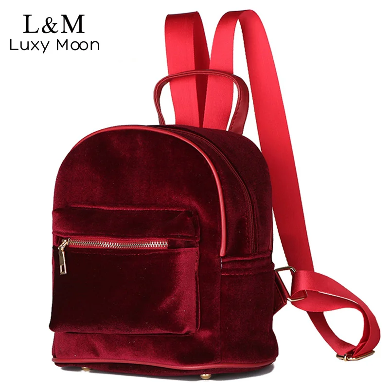 Women Velvet Backpack 2018 mochilas mujer Casual Mini Backpack For
