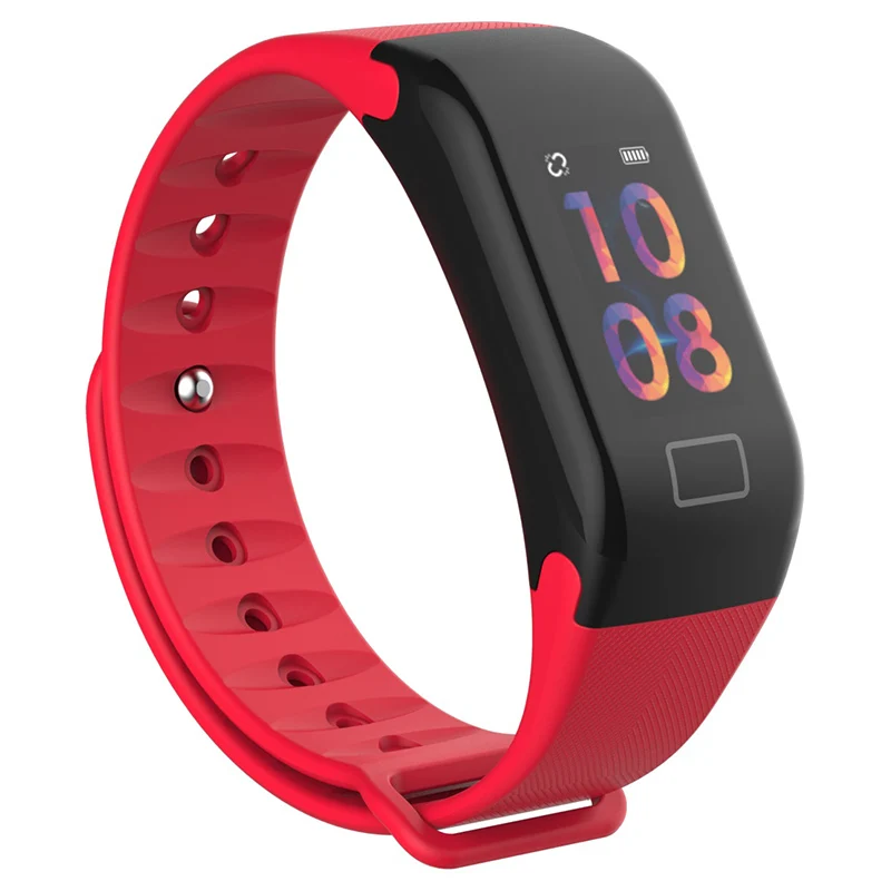 Умный Браслет цветной экран браслет кровяное давление монитор сердечного ритма фитнес-трекер Смарт-браслет спортивные часы для Android IOS - Color: Red