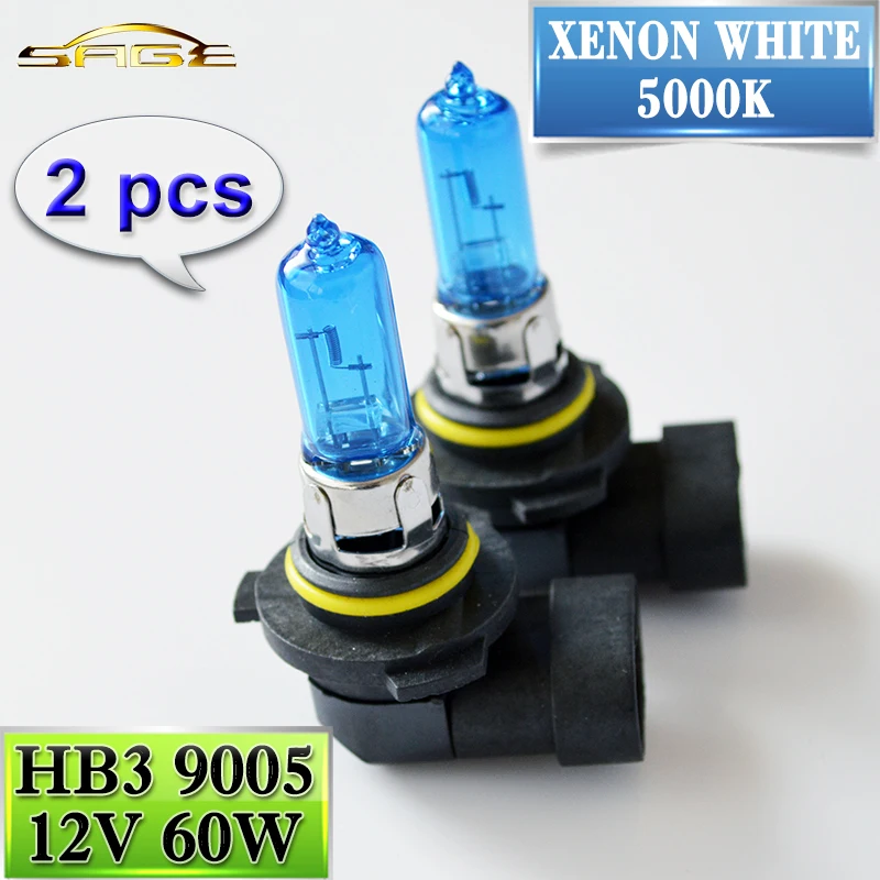 HB3 9005 12V 60W Halogen Bulb 2 PCS(1 Pair) 5000K Super White Quartz ...