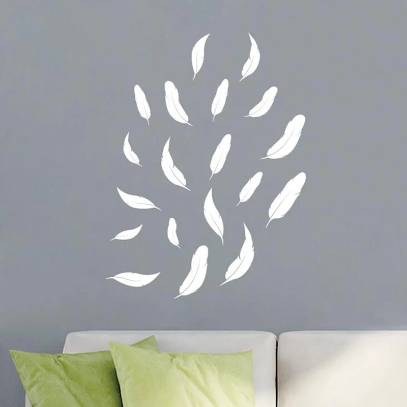 

Removable Wall Sticker Creative Feathers Bedroom Living Room Background Wall Stickers Home Decor Stickers Home Improvement