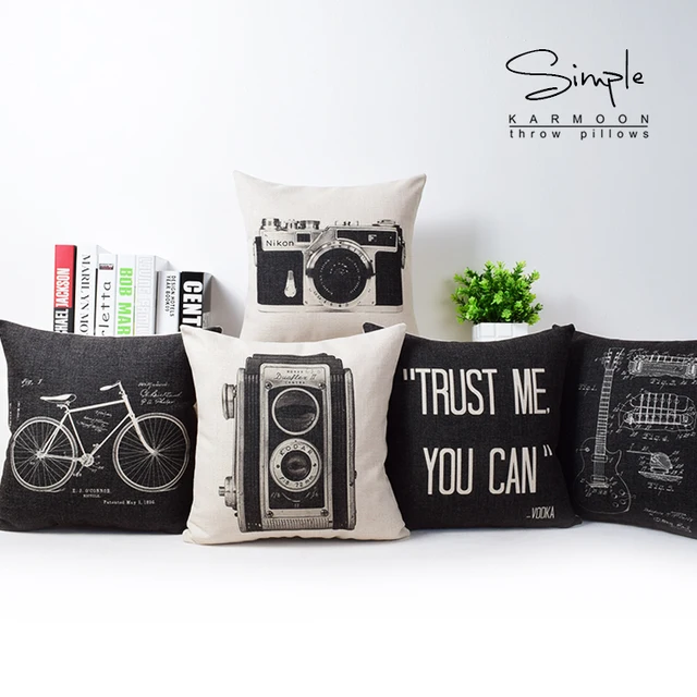 retro camera cushion cover